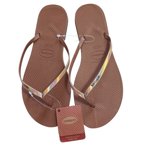 Havaianas Shoes - NWT Havaianas Metallic Rust Flip Flops Size 11/12 Made In Brazil